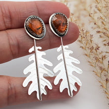 Load image into Gallery viewer, Convertible Garnet Oak Leaf Earrings