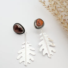 Load image into Gallery viewer, Convertible Garnet Oak Leaf Earrings