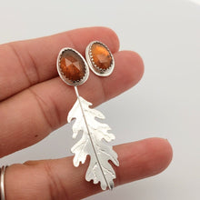 Load image into Gallery viewer, Convertible Garnet Oak Leaf Earrings