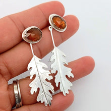 Load image into Gallery viewer, Convertible Garnet Oak Leaf Earrings