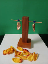 Load image into Gallery viewer, Gold-Filled Earrings with blue Resin Button