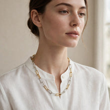 Load image into Gallery viewer, 18" Two-Tone Paperclip Chain Necklace - Sterling Silver & Gold-Filled, Classic