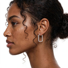 Load image into Gallery viewer, Square Sterling Hoops

