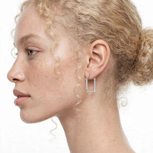 Load image into Gallery viewer, Square Sterling Hoops

